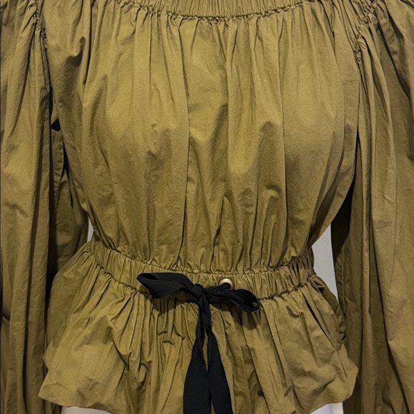 Ulla Johnson Kira Long Puff-Sleeve Cotton Peplum Blouse - Picture 3 of 8